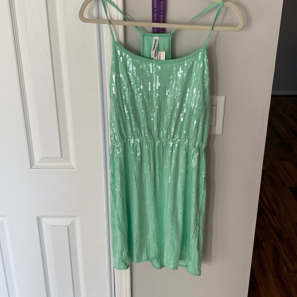 NWT Sz M Aeropostale Mint sequin racer back dress